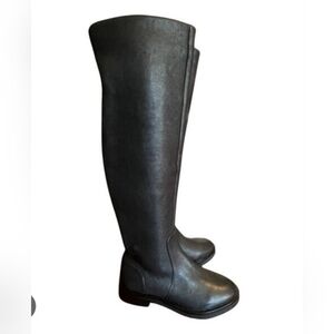 Jiani Bini Womens Overs The Knee Riding Black Leather Boots